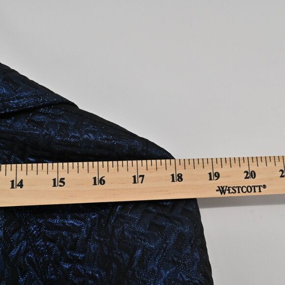 JONES NEW YORK Jacket Womens Sz S Blue Metallic Quilted Herringbone Button Front - Picture 13 of 13